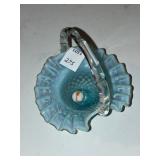 BLUE HOBNAIL GLASS BASKET & MARBLE