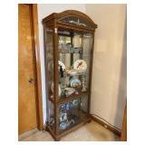 CURIO CABINET W/ STAINED GLASS STYLE TOP