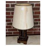 WOODEN BASED TABLE LAMP APPROX 24"