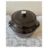 MARCREST BROWN STONEWARE BEAN POT W/ LID