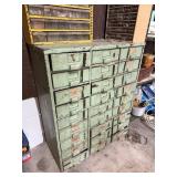 GREEN METAL STORAGE UNIT AND CONTENTS