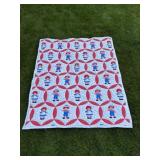 WHITE, RED, & BLUE RAGGEDY ANN & ANDY DESIGN QUILT