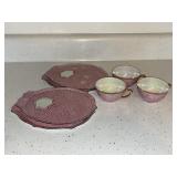 (7PC) PINK SPECKLE PATTERN TEACUP & SAUCER SET