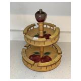 WOODEN SPICE STAND W/ APPLE PATTERN (16" TALL)