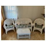 (4PC) WICKER FURNITURE SET INCLUDING (2) CHAIRS,