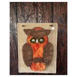 HAND-MADE SHAG STYLE OWL WALL DECORATION