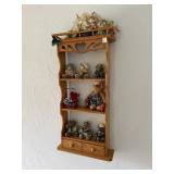 DECORATIVE WOODEN WALL-HANGING SHELF W/ DECORATIVE
