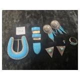 ASSORTED STERLING/TURQUOISE JEWELRY: RING SIZE 9.,