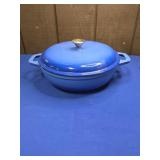 BLUE ENAMELED DUTCH OVEN APPROX 12"