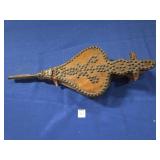 ANTIQUE WOOD AND LEATHER FIREPLACE BELLOWS