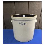 UPSIDE DOWN 3 GALLON COBALT BLUE STAMPED CROCK