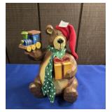 WOODEN DECORATIVE CHRISTMAS BEAR APPROX 10"