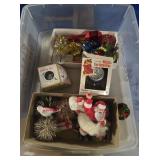 VINTAGE PLASTIC SANTA CLAUSES, POM POM ORNAMENTS,