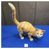 CAST IRON ORANGE CAT APPROX 11"
