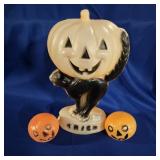 VINTAGE INDOOR TRICK OR TREAT BLACK CAT BLOW MOLD