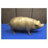 BRASS PIGGY BANK WITH PLUG APPROX 14"