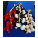 DECORATIVE GARLIC, ONION, AND CHILI PEPPERS