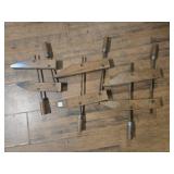 (3) WOODEN C CLAMPS APPROX 14" TEETH