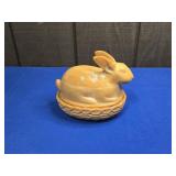 VINTAGE L.E. SMITH RABBIT COVERED DISH APPROX 6"