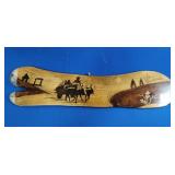 HAND CARVED/BURNT WOODEN WALL DECOR APPROX 26"