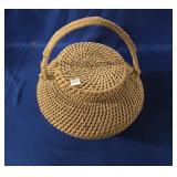 CREAM RATTAN STYLE WOVEN BASKET APPROX 16" X 11"