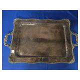 SILVER ON COPPER SERVING TRAY APPROX 30"