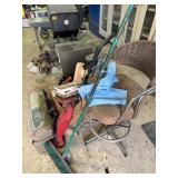 Misc Lot: Screen tent, wood plates, chair