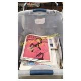 Tub of sheet music, art prints, calendars