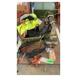 Brunswick jr. sewing machine, jumper cables &