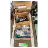 Assorted cords, glasses, universal remote