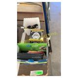 Funai DVD player, headlights, egg pod, pool cues