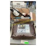 XL sofa slipcover, lamp