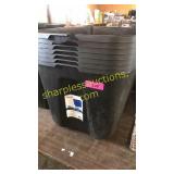 7 plastic totes - no lids