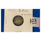 1855 1/2 dime with arrows