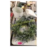 Lavender wreath, pillow cases, lamp shade