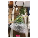 Fake plant decor, metal easel