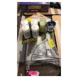 Corner shelf, candles, kids cups, misc home