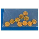 10 AU UNC wheat pennies