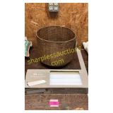 Dry erase computer pad, wicker basket