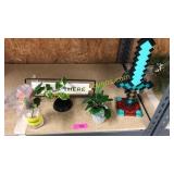 Fake plants, decor sign, minecraft light
