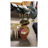 Large vase with faux plants