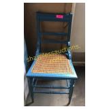 Blue wood/wicker chair