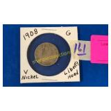 1908 liberty head V Nickel - G