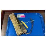 Leather sharpening strap, vintage Barber razor