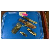 3 knives, 1 hunting, 2 folding