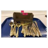 24 pc gold tone silverware
