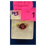 .925 ring w/ deep pink stone
