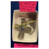 .925 chain & Lg. Cross pendant w/ purple & clear