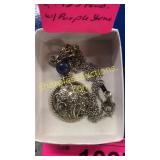 .925 chain& pendant w/ purple stone