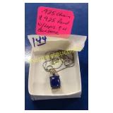 .925 chain & pendent w/ lapis & light blue stone
